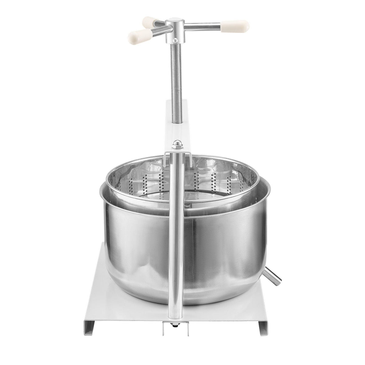 3.17 Gal/12L Fruit Wine Press, 2 Stainless Steel Barrels, Manual Juice Maker, Cider Apple Grape Tincture Honey Olive Oil Making Press with Triangular Handle for Outdoor Kitchen Home