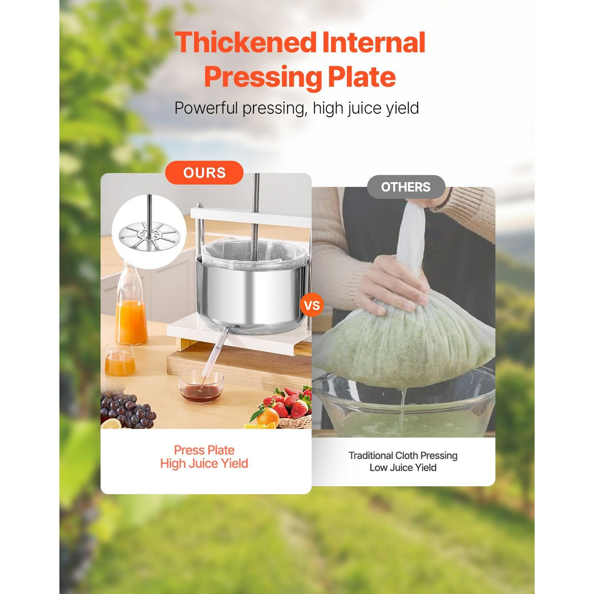 3.17 Gal/12L Fruit Wine Press, 2 Stainless Steel Barrels, Manual Juice Maker, Cider Apple Grape Tincture Honey Olive Oil Making Press with Triangular Handle for Outdoor Kitchen Home