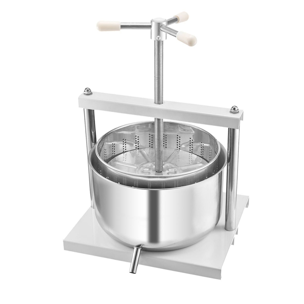 3.17 Gal/12L Fruit Wine Press, 2 Stainless Steel Barrels, Manual Juice Maker, Cider Apple Grape Tincture Honey Olive Oil Making Press with Triangular Handle for Outdoor Kitchen Home
