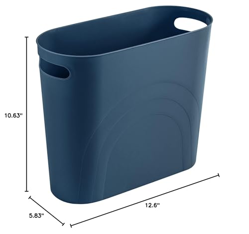 rejomiik Small Trash Can, 3.5 Gallon Slim Garbage Can Plastic Waste Basket with Handles Container Bin for Narrow Spaces Bathroom, Bedroom, Kitchen, Office at Home, Teal Blue - color: Teal Blue, size: 1 pack