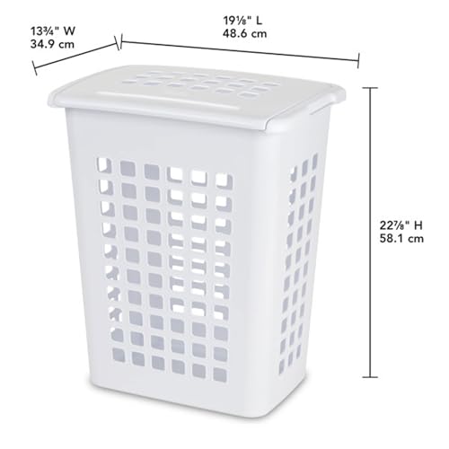 Sterilite 4-Pack LiftTop, Laundry Hamper for Clothes, Tall and Rectangular Plastic Basket with Lid, White - Large and Portable Storage Bin for Clothing and Towels - Ideal for Bathroom and Bedroom - size: 4 Pack