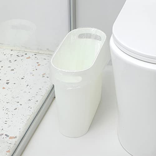rejomiik Small Trash Can, 3.5 Gallon Slim Garbage Can Plastic Waste Basket with Handles Container Bin for Narrow Spaces Bathroom, Bedroom, Kitchen, Office at Home, White - color: White, size: 1 pack