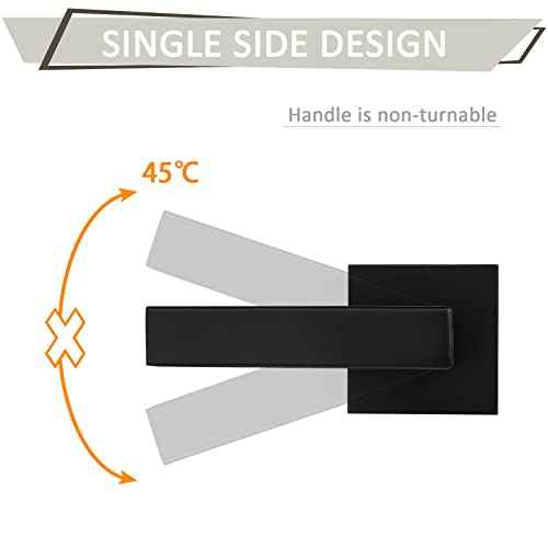 Probrico 4Pack Door Lever Dummy Lever Door Handle for Closets French Door,Square Dummy Door Lever,Non-Turning Single Side Pull with Black Finish,Easy Installation Pull Only Lever Set
