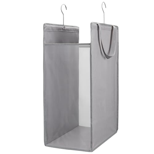 FENTEC Fentec Hanging Laundry Hamper, Hanging Laundry Basket, Slim Laundry Hamper Bag with Handles, Portable Hanging Closet Hamper, Mesh Heavy Duty Hanging Laundry Bag (Grey,1 Pack) - color: Grey, size: 1 Pack-One section
