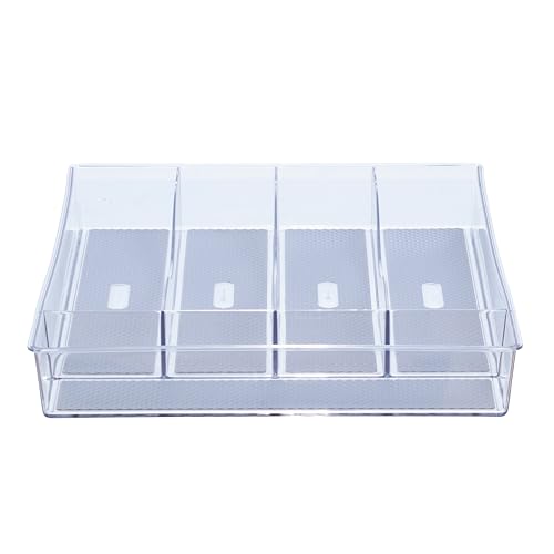 Glad Silverware & Utensil Drawer Organizer - Divided Clear Plastic Storage Tray with 5 Compartments for Kitchen Flatware and Cutlery - BPA Free, Food Safe, Non Slip, 11x13 inches - size: 5-Compartment