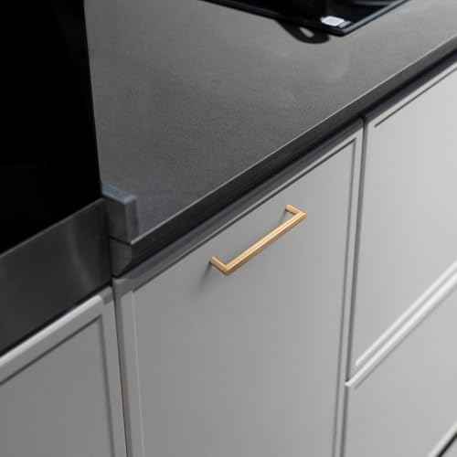 Goo-Ki 6 Pack 5 Inch Champagne Bronze Cabinet Pull Handle ? Decorative Grooved Texture & Non-Slip Grip for Farmhouse/Industrial Cabinetry