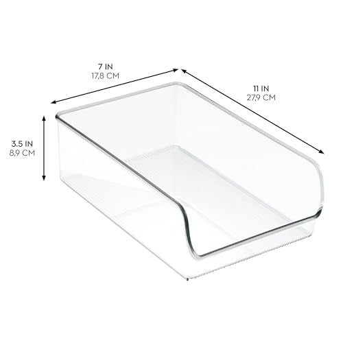 iDesign Linus Plastic Kitchen Storage Bin, Storage Container for Pantry, Refrigerator, Freezer, 11" x 7" x 3.5", Set of 2, Clear - style: 2 Pack