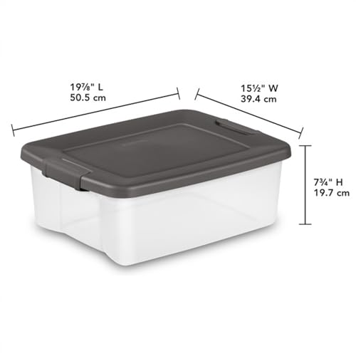 Sterilite 6-Pack ShelfTote, Clear Plastic Storage Bins with Lids, 25 Quart, Gray - Stackable Organizing Container Boxes for Closet, Bathroom, and Office - size: 25 Quart Tote, style: 6 Pack