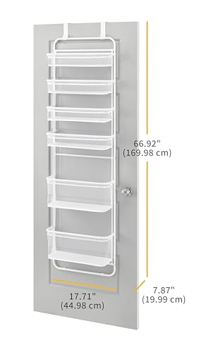 Whitmor Over The Door Organizer - 6 Sections - Pantry, Bathroom, Accessory Organizer - Metal and Mesh - White