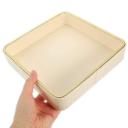 Cabilock Decorative Trinket Plate Elegant Key Tray Organizer for Entryway Small Jewelry Storage Dish Smooth Edges Versatile Density Board Design for Home Office Use