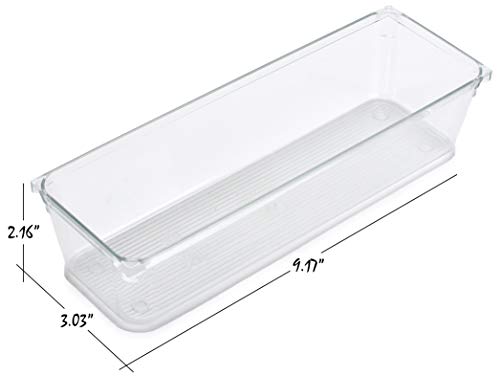 Masirs Clear Drawer Organizer - Easily Organize and Customize the Layout of Drawers. Great for Office Desk, Utensils, Cosmetics and Makeup. (8-Piece Set) - size: 8-Piece Set