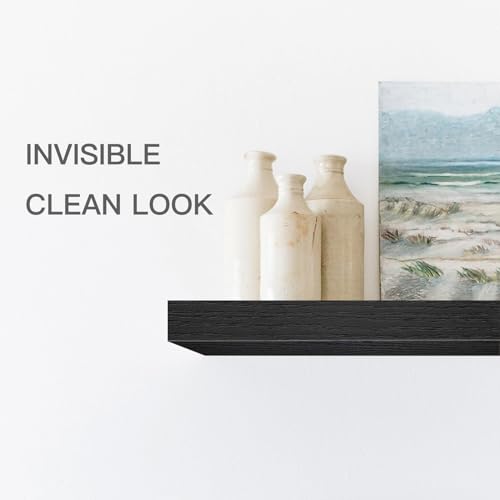 QEEIG Floating Shelves for Wall Bathroom Shelf Bedroom Kitchen Living Room Farmhouse Small Book Shelf 16 inch Set of 2, Black (015-B2) - color: C. Black, size: 2pcs