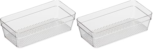 Oggi Clear Drawer Organizer - 3" X 6"- Ideal for Organizing Kitchen Drawers, Office, Desk, Silverware, Kitchen Utensils, Cosmetics and Bathrooms (Pack of 2) - size: 3" by 6" (Pack of 2)