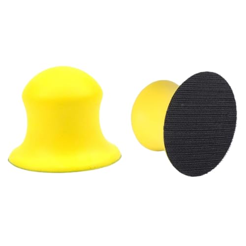 2Pack 3inch Round Hand Sanding Blocks,Hook and Loop Sanding Block,Round Detail Sanding Disc for Wood Furniture Restoration Home Arts and Crafts(Yellow)