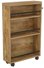 Tribesigns Slim Storage Cart, Rolling Narrow Kitchen Cart on Wheels for Small Place, 4-Tier Slide Out Slim Utility Cart Skinny Laundry Cart with Handle for Kitchen, Bathroom, Laundry (Farmhouse)