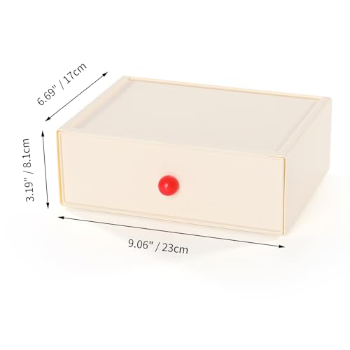 Desktop Storage Drawers, Plastic Desk Organizer with 1 Large Drawer, Modular Stackable Toolbox Units for Office Stationary, Makeup Container, Bathroom Countertop (1 Tall Layer, Cream) - color: 1 Tall Layer & 1 Drawer, Cream