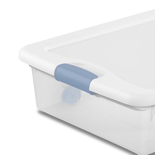 Sterilite 4-Pack 56 Quart Wheeled Latching Box, Underbed Clear Plastic Storage Organizer - Under Bed Rolling Container Bin with Lid and Wheels for Home or Dorm Bedrooms and Closets - size: 56 Quart, style: 4 Pack