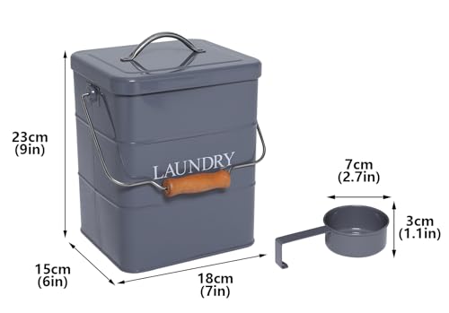 Laundry Powder Bin, Washing Powder Storage Tin with Scoop, Airtight Lid & Handles, Laundry Detergent Powder Storage Box - Perfect for Holding Pods Tablets Capsules Powder Detergent-Gray - color: Gray