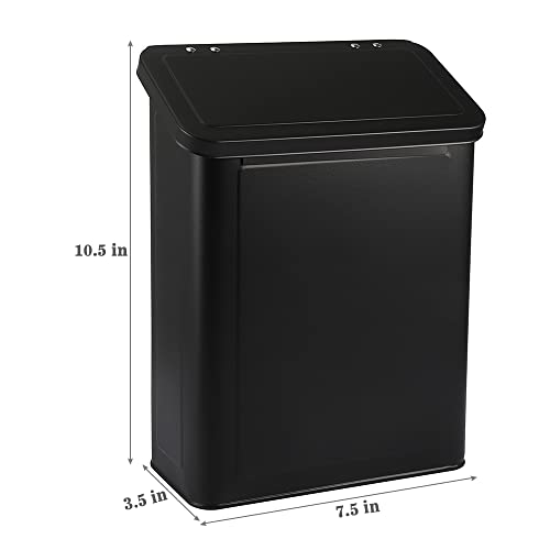 Picowe Magnetic Laundry Storage, Large Metal Lint Holder Bin with Lid for Laundry Room, Space-Saving Trash Container Hanging on Dryer, Washer or Wall Mount Trash Bin (Black) - color: Black