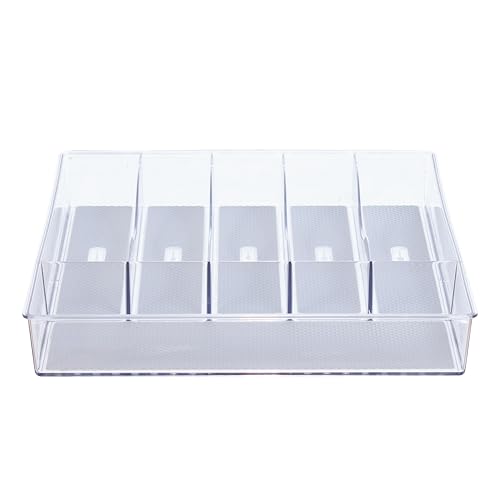 Glad Silverware & Utensil Drawer Organizer - Divided Clear Plastic Storage Tray with 6 Compartments for Kitchen Flatware and Cutlery - BPA Free, Food Safe, Non Slip, 12x15 inches - size: 6-Compartment