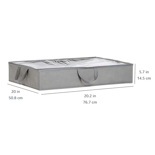 Amazon Basics Under Bed Storage Bags for Clothes, Blankets and Linens, Foldable Fabric Containers with Clear Window and Handles, 30.2" x 20" x 5.7", Gray, 2-Pack - size: 30.2" x 20" x 5.7", style: Flat Loop Handles Underbed - 2 Pack