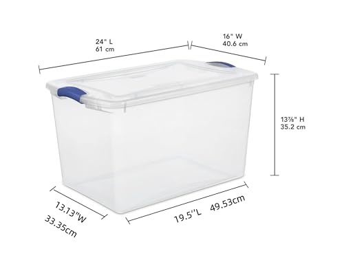 (2pack) 66 Quart Clear Plastic Storage Bins with Latch Lid, Extra Large Stackable Storage Containers for Home Organization, Heavy-Duty Plastic Storage Totes for Clothes, Blankets, Seasonal Items - size: 24" x 16" x 13