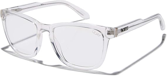 Quay - Blue Light Glasses for Men & Women, Square Frame, Eyewear for Screentime Protection (Hardwire, Clear/Clear Blue Light Lens)