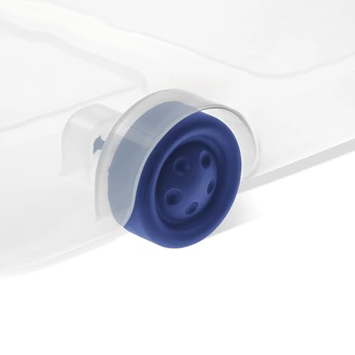 Blue Large Storage Bin, 66 Quart Clear Underbed Storage Container with Latch Lid and Wheels
