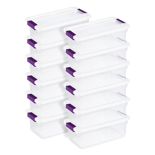 Sterilite 12-Pack ClearView Latch Box, Stackable Clear Organizer Bins with Lids, 6 Qt – Plastic Tote Containers for Closet, Office, Bedroom, Shelving Units and Everyday Home Storage Organization - size: 12 Pack, style: 6 Quart
