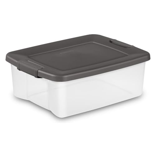 Sterilite 18-Pack Plastic Storage Bins w/ Lids, Shelf Totes Clear Containers, 25 Qt, Gray - size: 25 Quart Tote, style: 18 Pack
