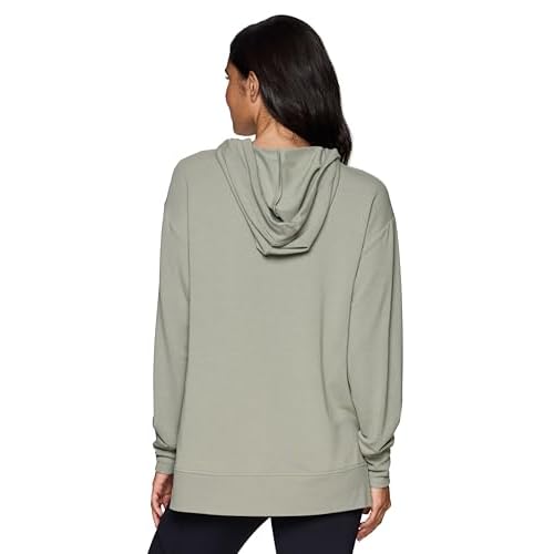 RBX Active Women's Hoodie Tunic in Regular/Plus Sizes, V-Neck Relaxed Fit Lightweight French Terry Sweatshirt with Pocket