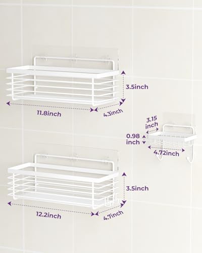 ODesign Shower Caddy 3 Pack SUS304 Stainless Steel-No Drilling-Shower Bathroom Shelves Rack,Rustproof Wall Mounted,Adhesive Shower Shelf Basket Organizer-White - color: White