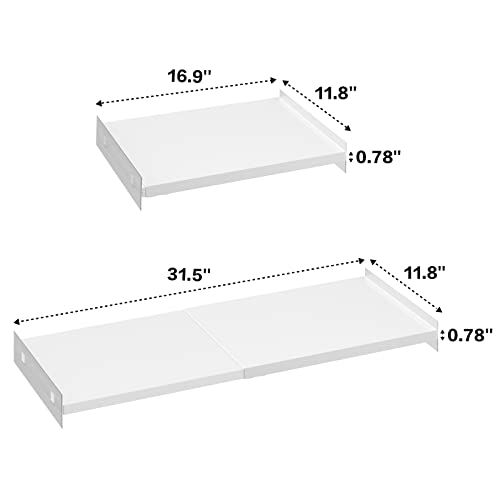 Closet Organizer Shelves Expandable Tension Shelving Rack Cabinet Storage Shelf Heavy Duty Metal DIY Divider Separator for Wardrobe Cupboard Pantry Kitchen Bathroom,White,2packs - size: 11.8"D x 16.9"-31.5" W-2PCS