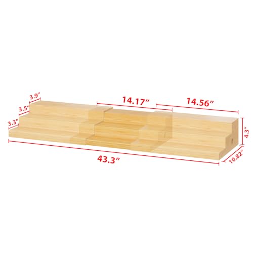 Extra-Long Expandable Bamboo Can Rack for Pantry – 3-Tier Adjustable Pantry Can Organizer, Large Capacity Holds up to 45 Cans, Pantry Shelf & Countertop Storage (Patent Pending)