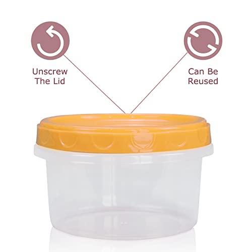 Jucaifu 8 Pack 8 Ounce reuseable small plastic freezer storage container jars with screw lid for food snacks lunch Yellow - color: Yellow(8PCS)