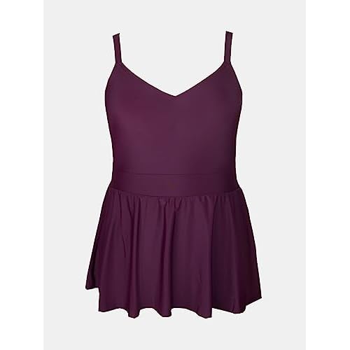 CUPSHE Plus Size Swimsuit for Women One Piece Bathing Suit Scoop Neck Ruffled Swim Dress Adjustable Straps
