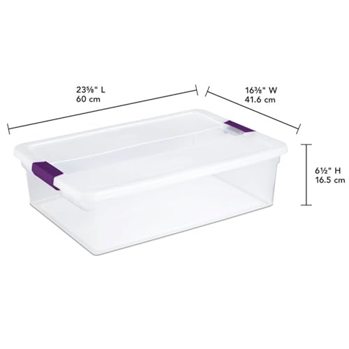 Sterilite 12-Pack 32 Quart ClearView Latch Box, Stackable Organizer Bins with Latching Lids - Clear Plastic Organization Containers for Closet, Bedroom, Shelving Units and Everyday Home Storage - size: 12 Pack, style: 32 Quart