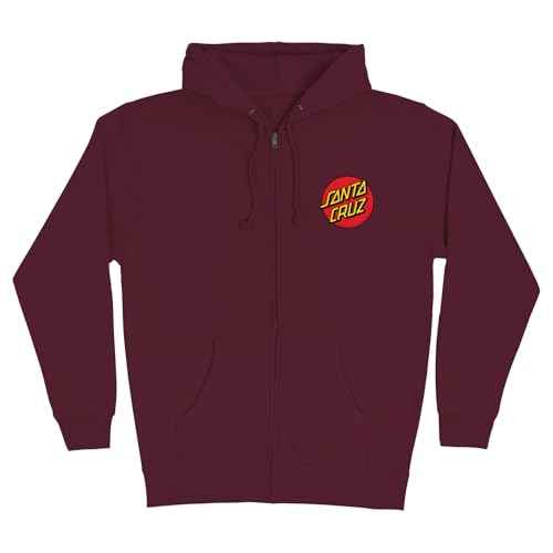 SANTA CRUZ Classic Dot Zip Hooded Heavyweight Sweatshirt Maroon Sm Mens