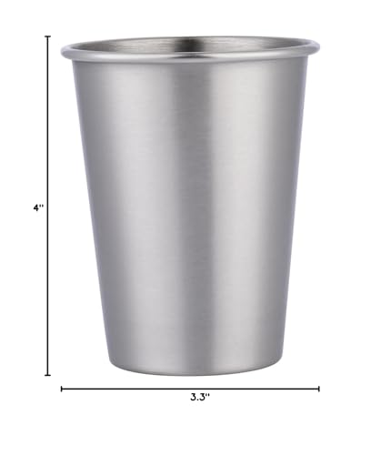 I-MART 16 Pack Stainless Steel Cups, 12 Ounces Pint Cup, Metal Cups for Drinking