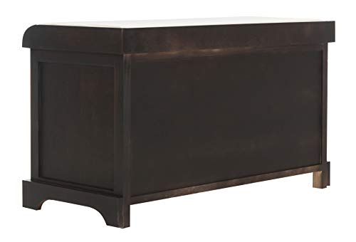 SAFAVIEH Home Collection – Freddy Brown Storage Bench with Wicker Baskets & Cushion, Entryway Seating Bench, Fully Assembled (AMH5736A) - color: Brown