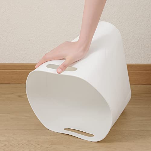 rejomiik Small Trash Can, 3.5 Gallon Slim Garbage Can Plastic Waste Basket with Handles Container Bin for Narrow Spaces Bathroom, Bedroom, Kitchen, Office at Home, 2 Pack White - color: White, size: 2 pack