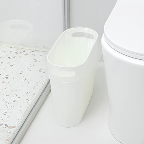 rejomiik Small Trash Can, 3.5 Gallon Slim Garbage Can Plastic Waste Basket with Handles Container Bin for Narrow Spaces Bathroom, Bedroom, Kitchen, Office at Home, 2 Pack White - color: White, size: 2 pack