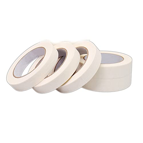 esowemsn 5 Rolls 2cm White Masking Tape Painters Tape Natural Rubber Adhesive Professional Grade Paint Tape for Decorating, Protecting, Painting, Labeling, Packing, Craft, Art
