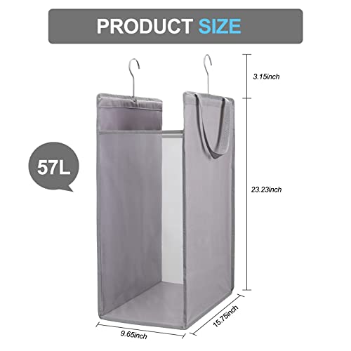 Fentec Hanging Laundry Hamper, Hanging Laundry Basket, Slim Laundry Hamper Bag with Handles, Portable Hanging Closet Hamper, Mesh Heavy Duty Hanging Laundry Bag Grey 2 Pack - color: Grey, size: 2 Pack-One section