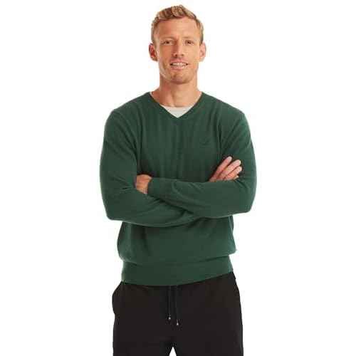 Nautica Men's Classic Fit Soft Lightweight Jersey V-Neck Sweater, ForestGreen, L
