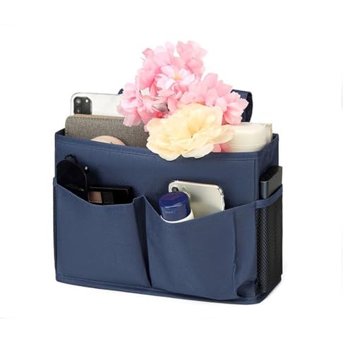Bedside Storage Organizer Bag Phone Book Magazine Holder Pockets Hanging Storage Bag Sofa Side Pouch Bag(Black) - color: Black