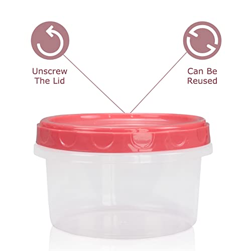 Jucaifu 8 Pack 8 Ounce reuseable small plastic freezer storage container jars with screw lid for food snacks lunch Red - color: Red(8PCS)