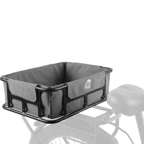 Retrospec EverythingBin Heavy-Duty Steel eBike Rear Basket with Water-Resistant Liner - Large Capacity Cargo Carrier for Electric Bikes (13x18x5.7)