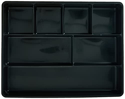Rubbermaid Extra Deep Desk Drawer Director Tray, Plastic, 11.875 x 15 x 2.5 Inches, Black (Pack of 2) - size: 7 Section (Pack of 2)