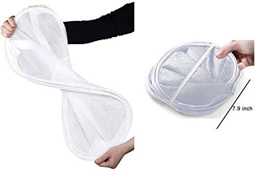 Larpur Pop Up Laundry Hampers, Portable Mesh Laundry Baskets, Collapsible Clothes Laundry Bin for Bedroom, Travel, Bathroom, College Dorm, White - 2 Pack - color: White-2 pack